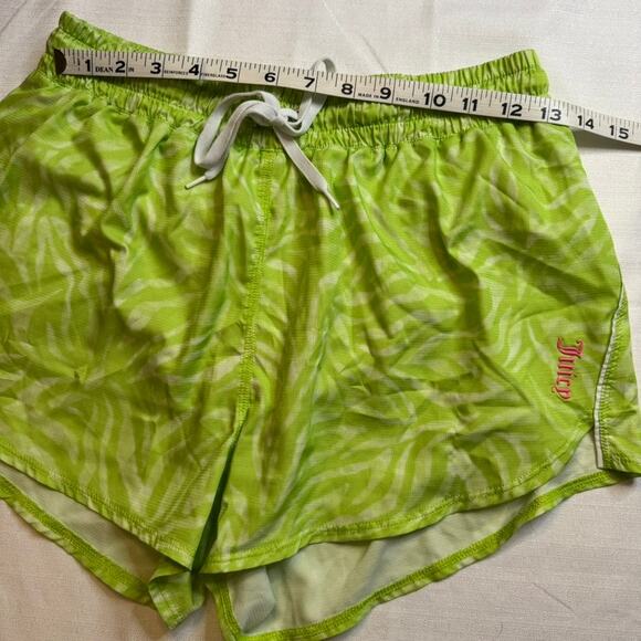 Juicy Couture Y2K Sport Neon Green Zebra Print Mesh Shorts Women’s Medium Lined - Picture 9 of 11